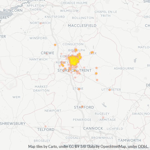 Concentració d'empreses a Codi Postal ST6 - Stoke-on-Trent, Anglaterra