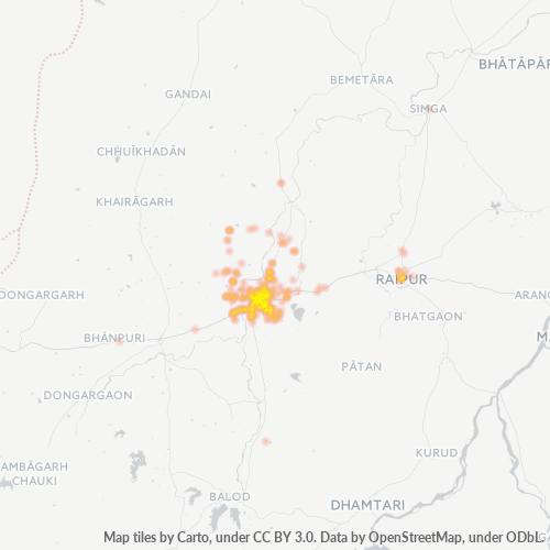 Concentration d'activités en/à/au/aux Code Postal 491001 - Durg, Chhattisgarh