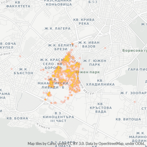 Verksamhetskoncentration i Postnummer 1404 - Sofia, Sofiya-Grad
