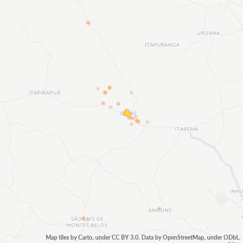 Bedrijfsconcentratie in Postcode 76600-000 - Goiás, Goiás (staat)