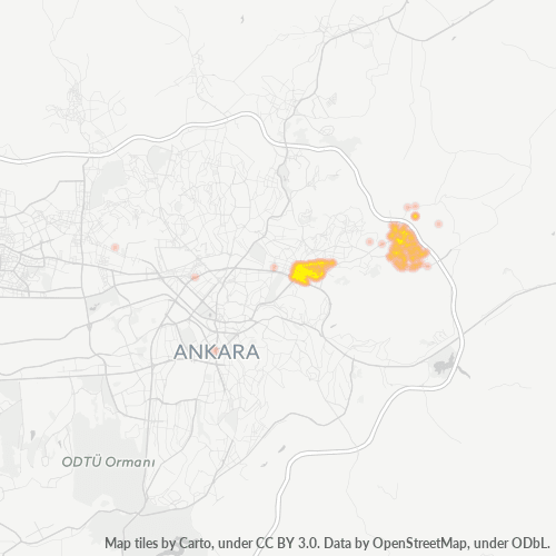 Bedrijfsconcentratie in Postcode 06165 - Ankara, Ankara (provincie)
