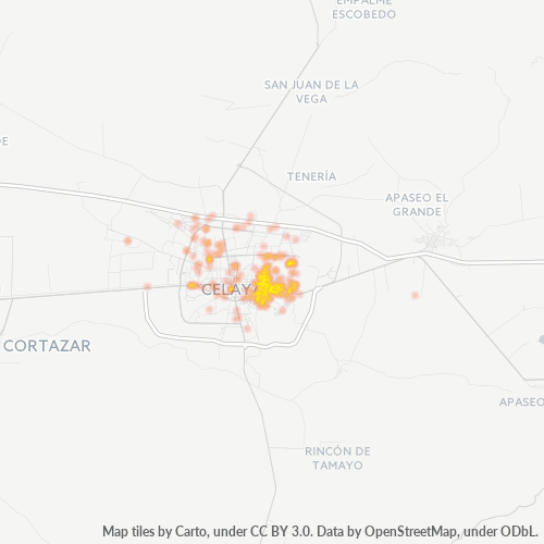 Verksamhetskoncentration i Postnummer 38080 - Celaya, Guanajuato (delstat)