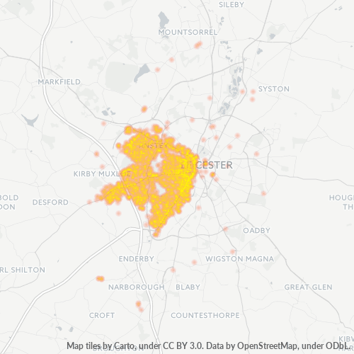 Concentració d'empreses a Codi Postal LE3 - Leicester, Anglaterra