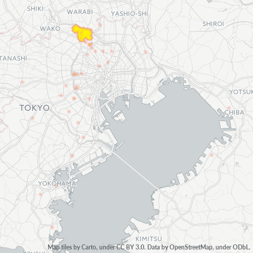 Bedrijfsconcentratie in Postcode 115 - Minamisenju, Tokyo Prefecture