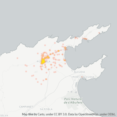 Bedrijfsconcentratie in Postcode 07460 - Spanje