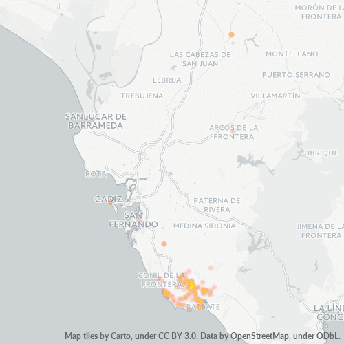 Bedrijfsconcentratie in Postcode 11150 - Barbate, Andalusië