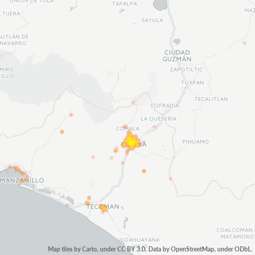 Verksamhetskoncentration i Postnummer 28000 - Colima, Colima (delstat)