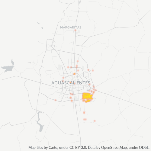 Verksamhetskoncentration i Postnummer 20298 - Aguascalientes, Aguascalientes (delstat)