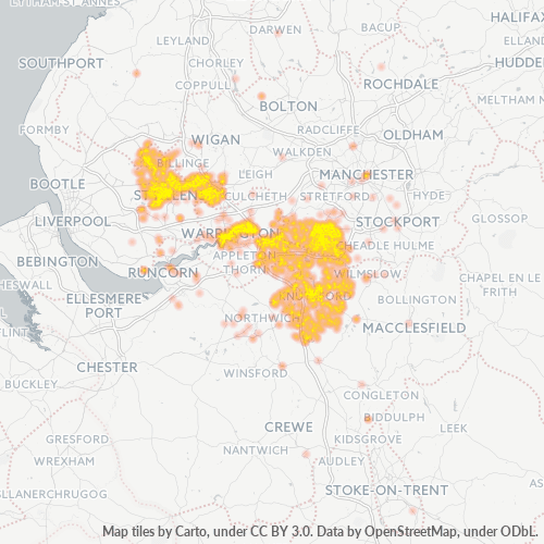 Concentració d'empreses a Codi Postal WA1 - Farington, Anglaterra