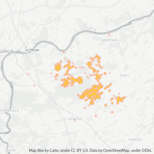 Bedrijfsconcentratie in Postcode 5340 - Gesves, Wallonië