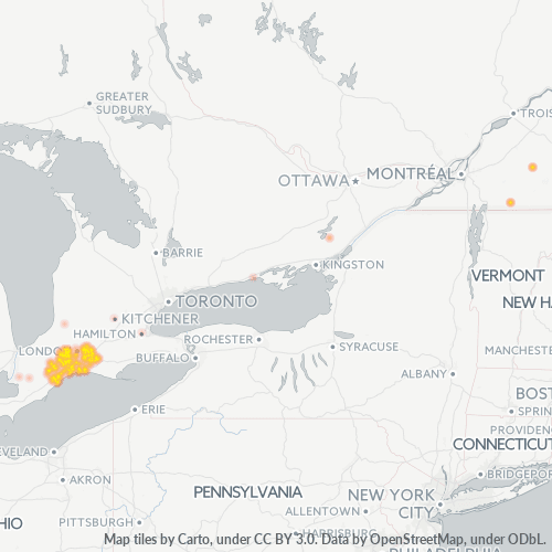 Bedrijfsconcentratie in Postcode N0L - Ontario