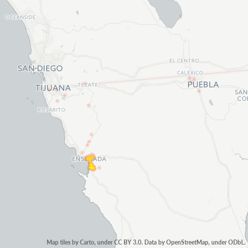 Verksamhetskoncentration i Postnummer 22785 - Ensenada, Baja California (delstat)