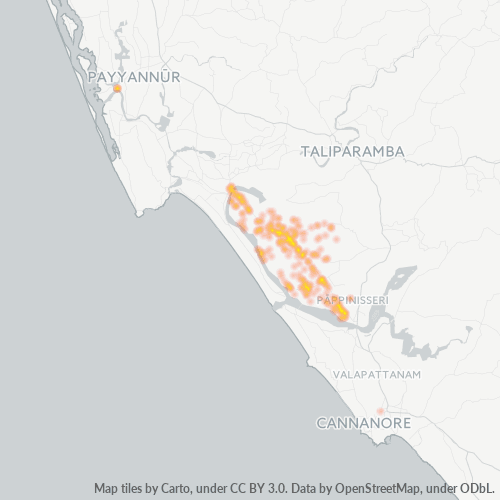Bedrijfsconcentratie in Postcode 670301 - Cannanore, Kerala