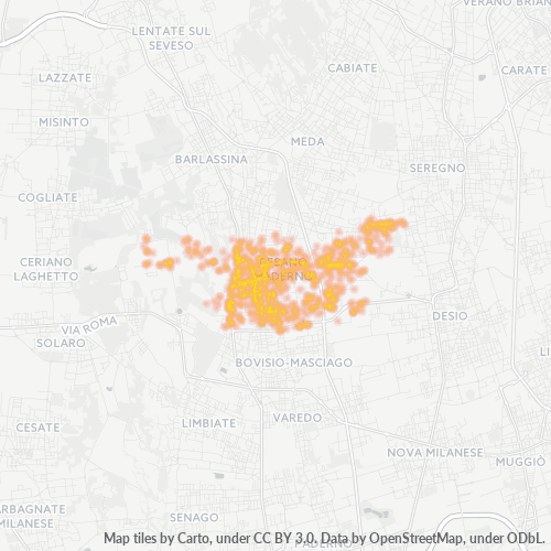 Bedrijfsconcentratie in Postcode 20811 - Italië