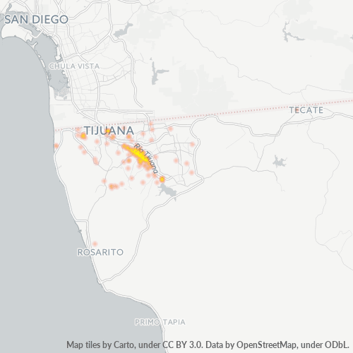 Verksamhetskoncentration i Postnummer 22115 - Tijuana, Baja California (delstat)