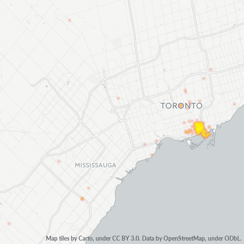 Bedrijfsconcentratie in Postcode M5A - Toronto, Ontario