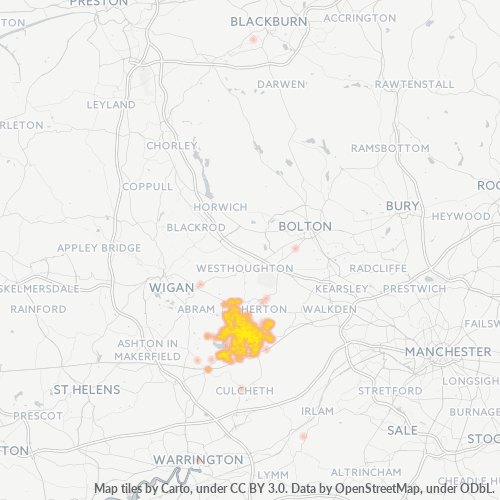 Concentració d'empreses a Codi Postal WN7 - Manchester, Anglaterra