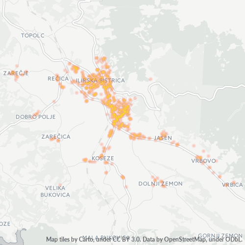Bedrijfsconcentratie in Postcode 6250 - Ilirska Bistrica (plaats)