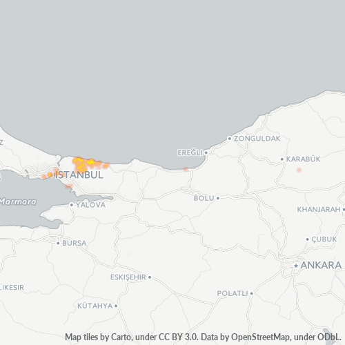 Bedrijfsconcentratie in Postcode 34980 - Şile, Istanboel (provincie)