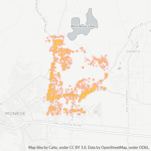 Virksomhedskoncentration i Postnummer 71203 - Monroe, Louisiana (stat)
