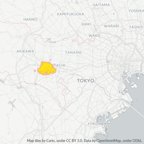 Bedrijfsconcentratie in Postcode 191 - Tokyo Prefecture