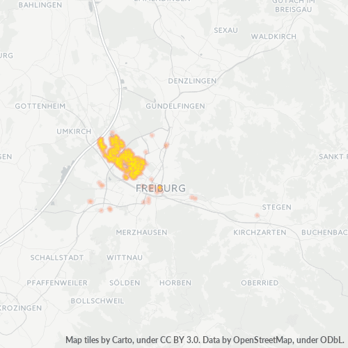 Konsentrasi Bisnis di Kode Pos 79110 - Freiburg, Baden-Württemberg