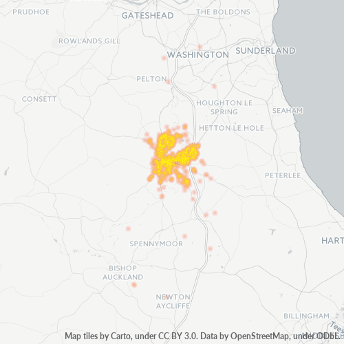 Concentració d'empreses a Codi Postal DH1 - Durham, Anglaterra