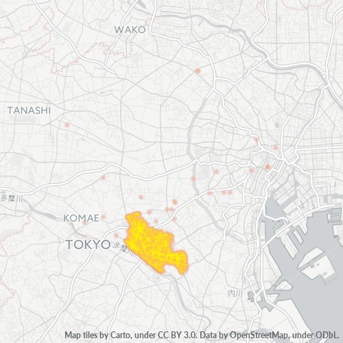 Bedrijfsconcentratie in Postcode 158 - Setagaya, Tokyo Prefecture