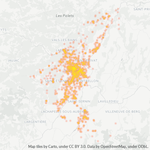 Dami ng Negosyo sa Postal Code 07200 - Rochecolombe, Rhône-Alpes