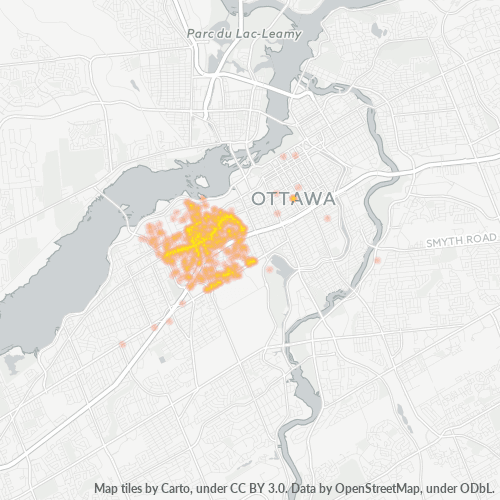 Verksamhetskoncentration i Postnummer K1Y - Ottawa, Ontario