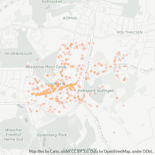 Business Concentration in Postal Code 44627 - Herne, North Rhine-Westphalia