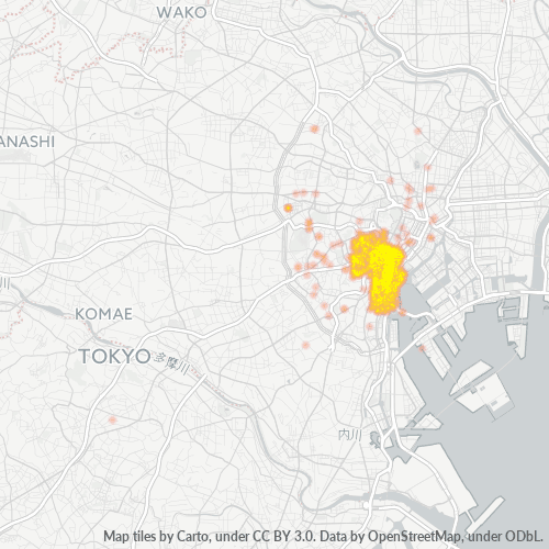 Bedrijfsconcentratie in Postcode 105 - Minamisenju, Tokyo Prefecture