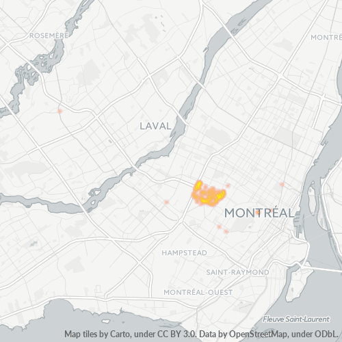 Bedrijfsconcentratie in Postcode H3P - Mount Royal, Quebec (provincie)