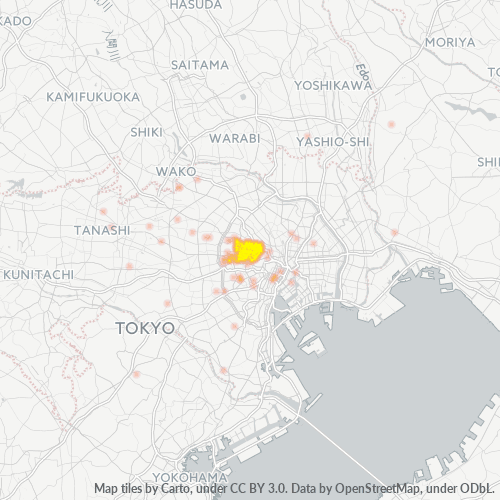 Bedrijfsconcentratie in Postcode 162 - Minamisenju, Tokyo Prefecture