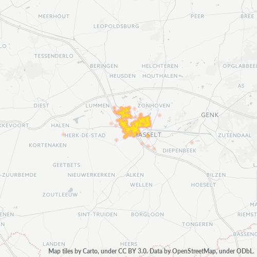 Bedrijfsconcentratie in Postcode 3511 - Kuringen, Vlaanderen