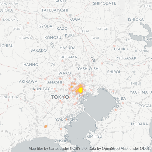 Bedrijfsconcentratie in Postcode 104 - Minamisenju, Tokyo Prefecture