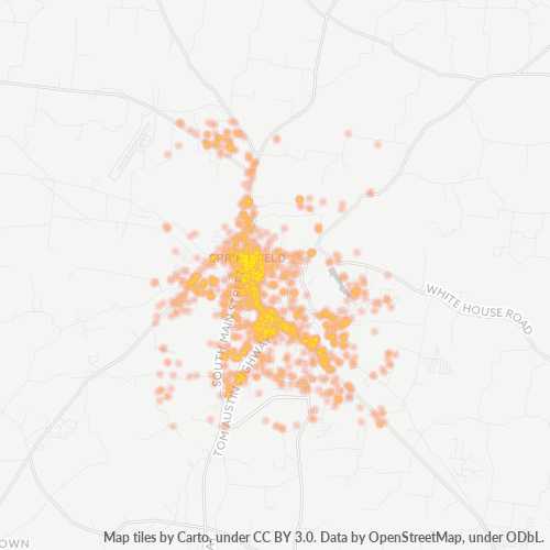 Verksamhetskoncentration i Postnummer 37172 - Springfield, Tennessee