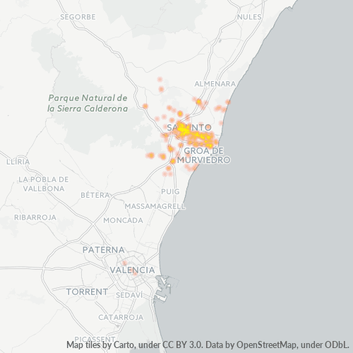 Bedrijfsconcentratie in Postcode 46500 - Saguntum, Valencia (autonome gemeenschap)