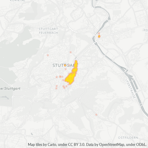 Bedrijfsconcentratie in Postcode 70182 - Stuttgart, Baden-Württemberg