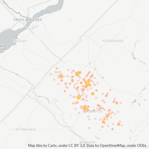 Geschäftskonzentration in Postleitzahl J0A - Québec
