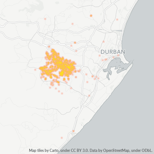 Bedrijfsconcentratie in Postcode 4093 - Queensburgh, KwaZoeloe-Natal