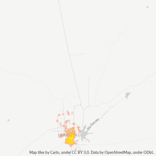 Geschäftskonzentration in Postleitzahl 83280 - Hermosillo, Sonora (Bundesstaat)