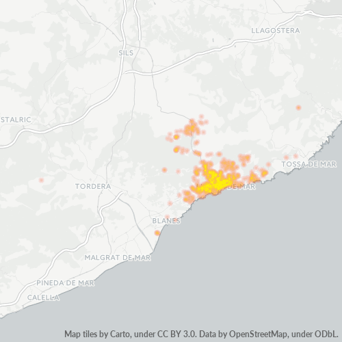 Bedrijfsconcentratie in Postcode 17310 - Lloret de Mar, Catalonië