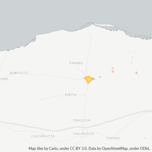 Verksamhetskoncentration i Postnummer 97700 - Tizimín, Yucatán (delstat)