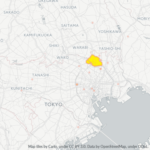 Bedrijfsconcentratie in Postcode 123 - Minamisenju, Tokyo Prefecture