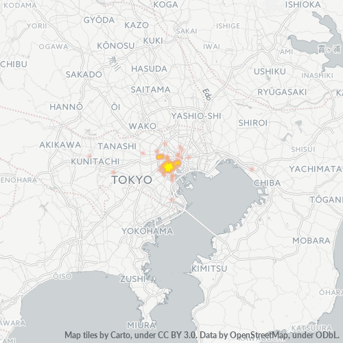 Bedrijfsconcentratie in Postcode 106 - Minamisenju, Tokyo Prefecture