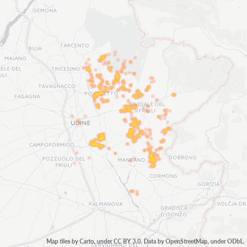 Bedrijfsconcentratie in Postcode 33040 - Italië