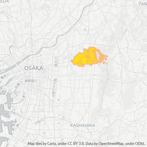 Bedrijfsconcentratie in Postcode 574 - Osaka (prefectuur)