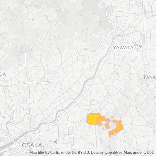Bedrijfsconcentratie in Postcode 575 - Osaka (prefectuur)
