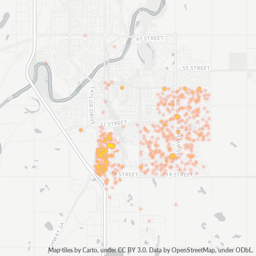Bedrijfsconcentratie in Postcode T4R - Red Deer, Alberta
